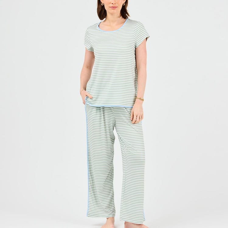 Melody Green Stripe Pajama Set