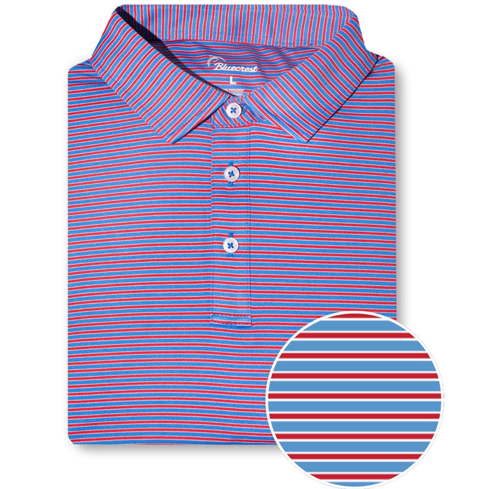 University Stripe Polo | Red & Blue