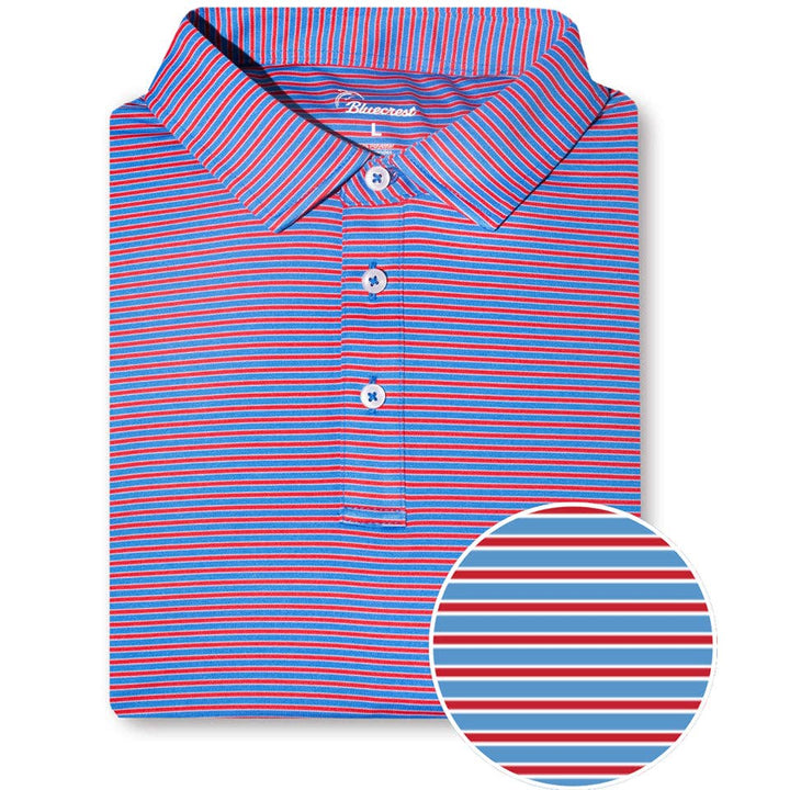 University Stripe Polo | Red & Blue