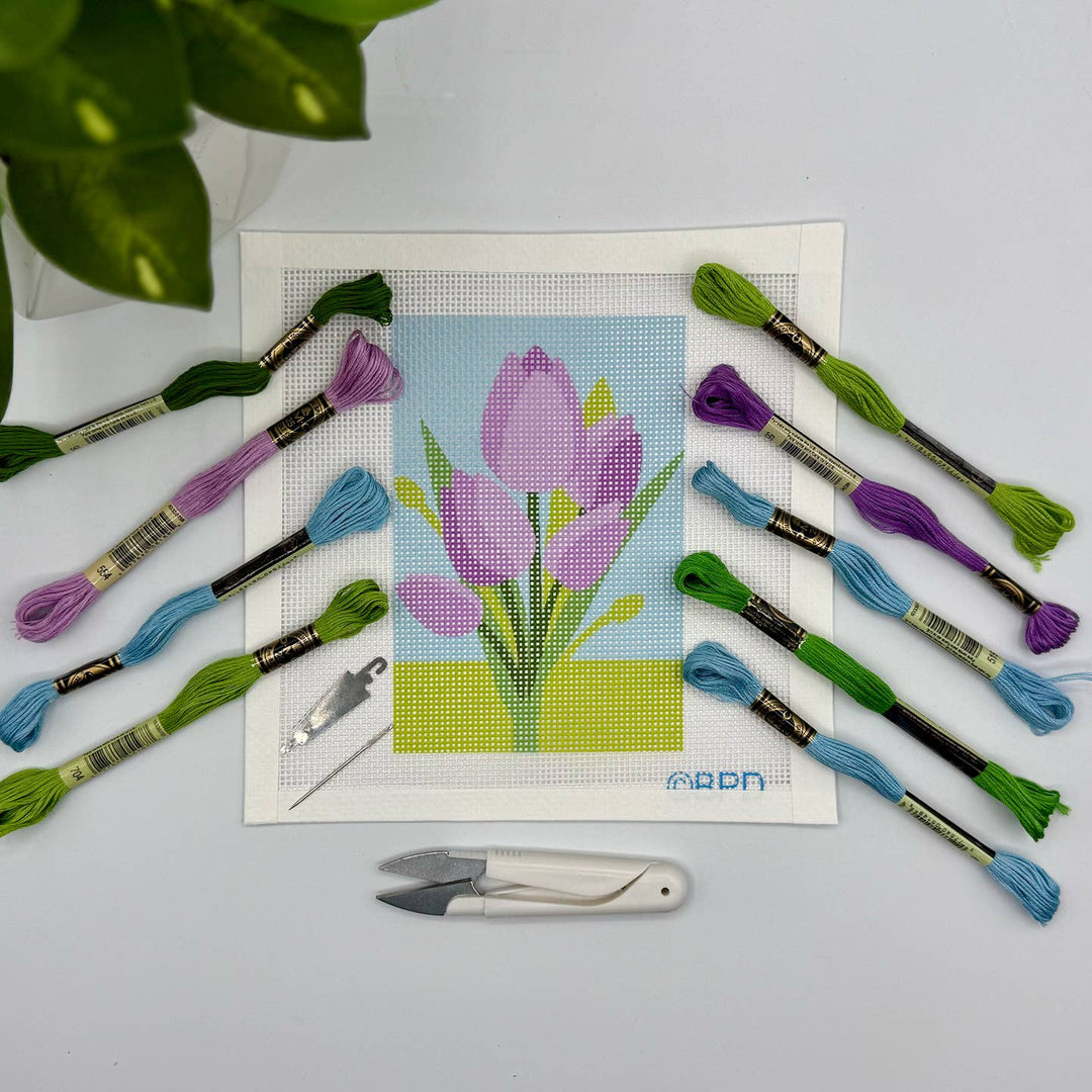 Purple Tulips Needlepoint Kit
