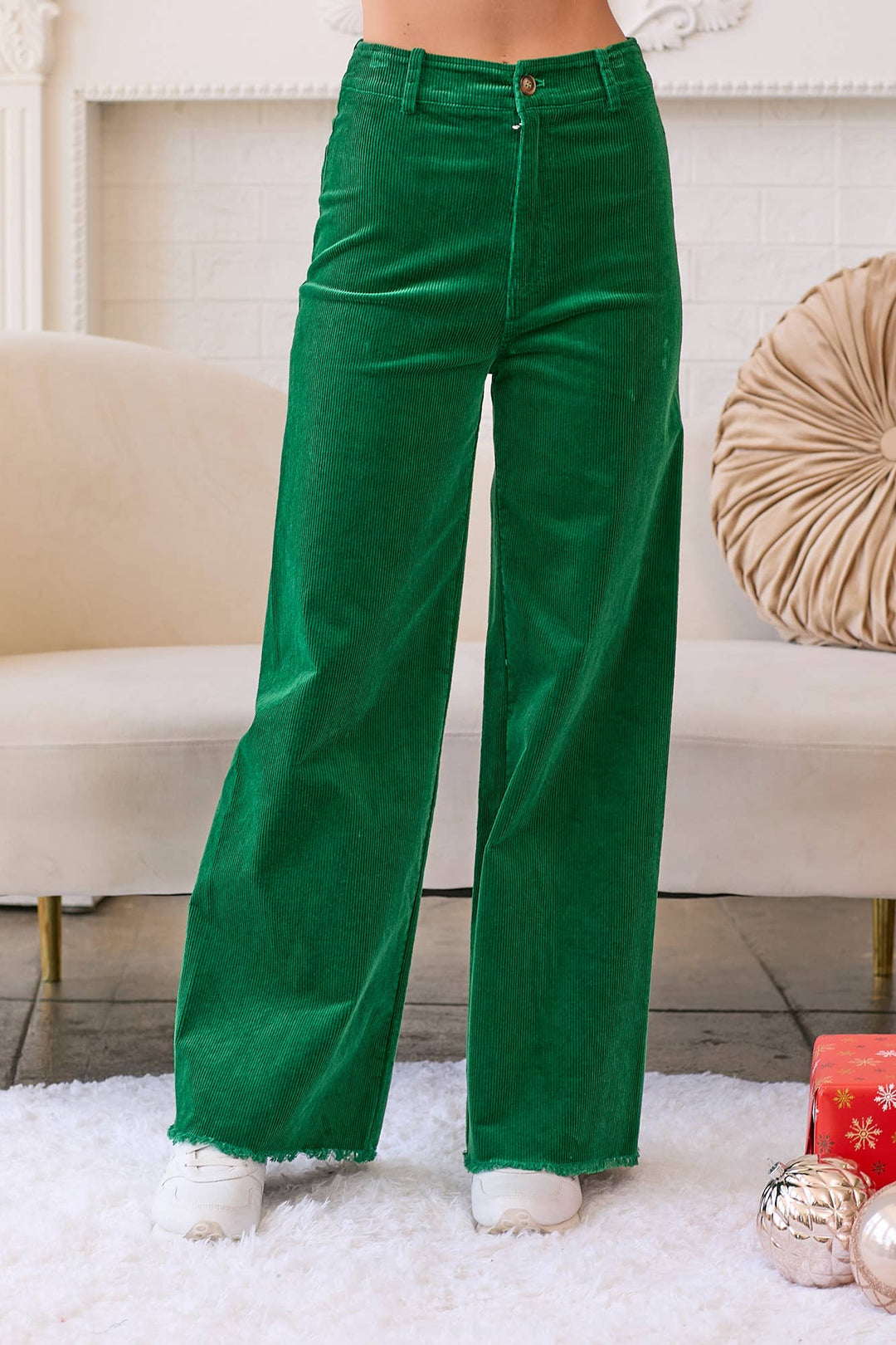 Bow Corduroy Stretch Pants