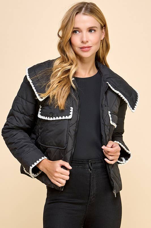 Front Zipper Quilted Puffer Jacket