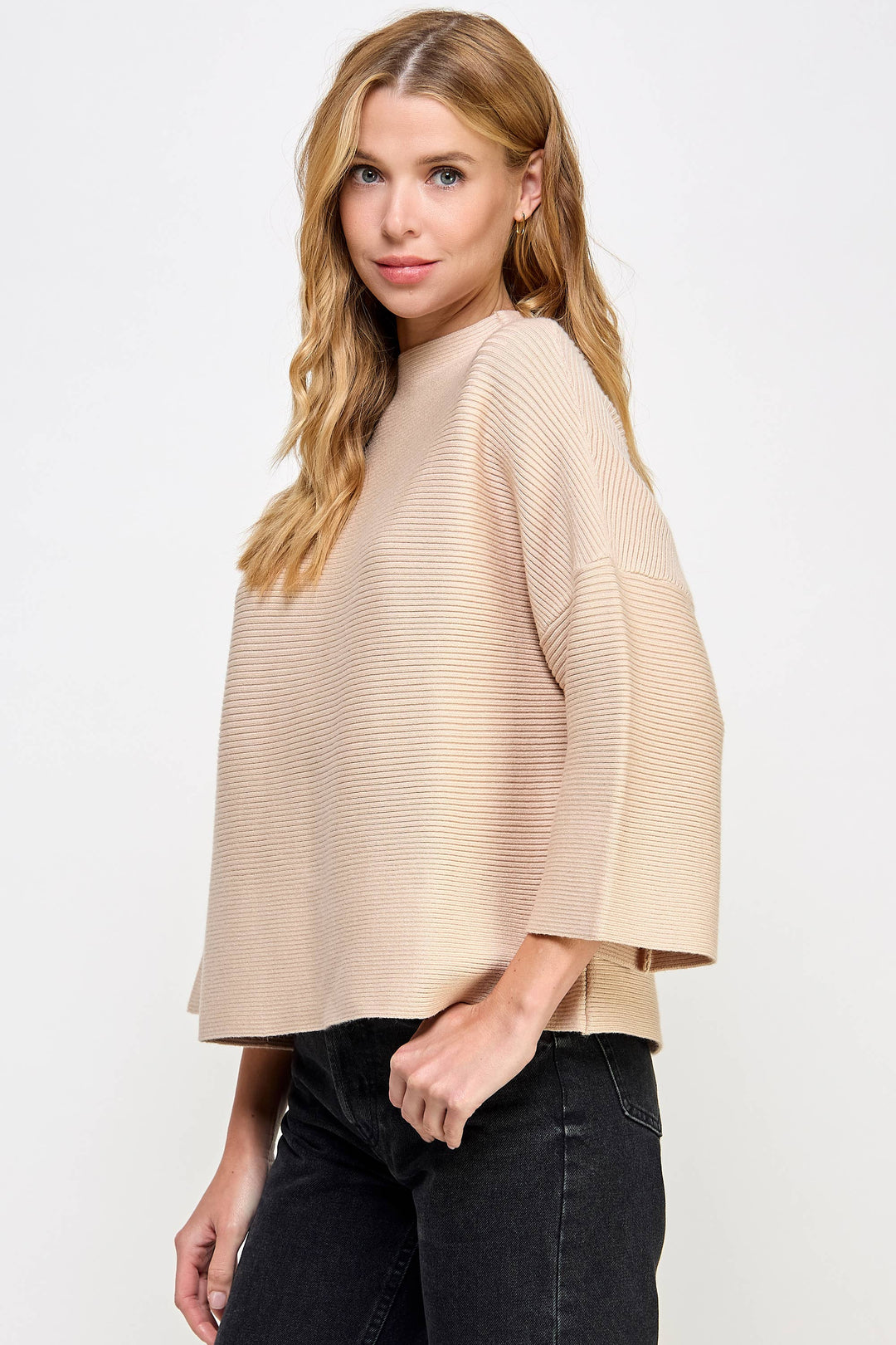 Almond Quater Sleeve Sweater