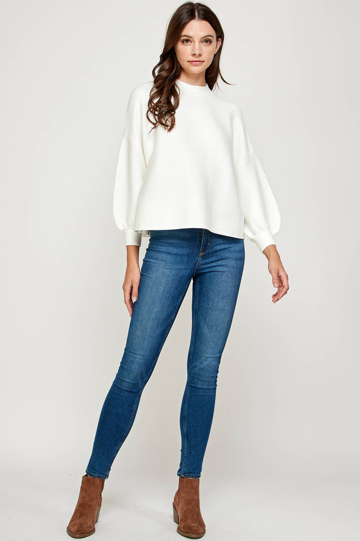 Balloon Sleeve Ivory Sweater