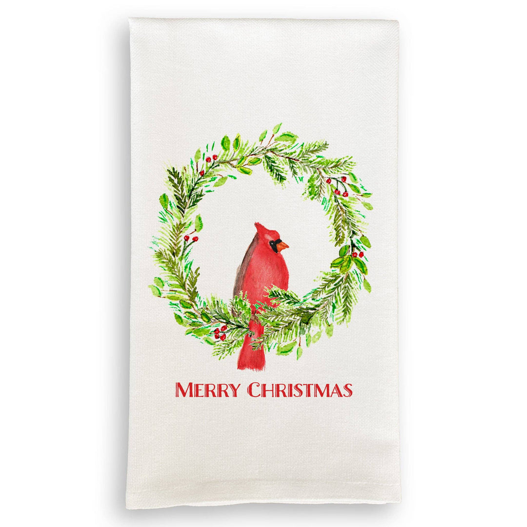 Cardinal Wreath Tea Towel