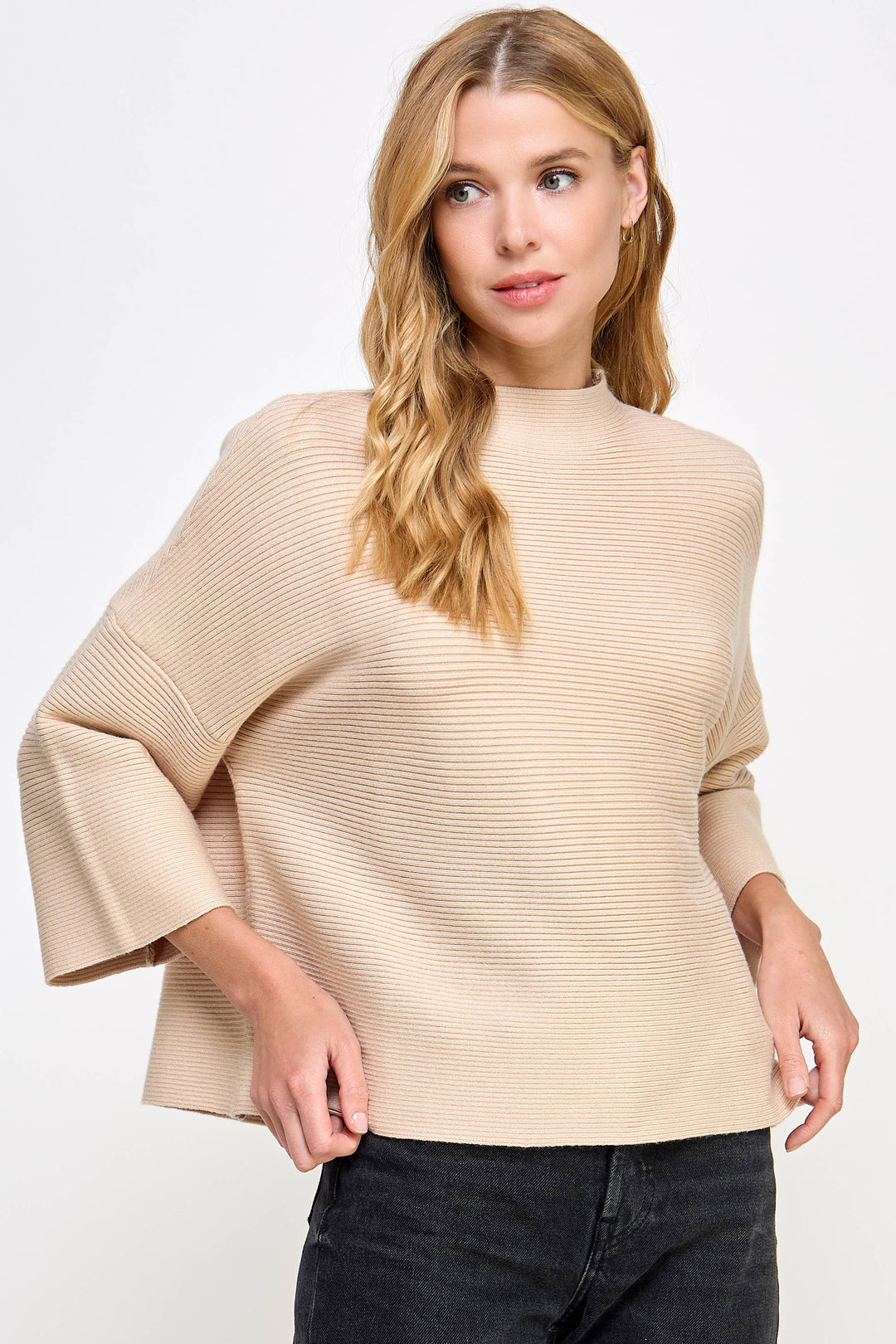 Almond Quater Sleeve Sweater