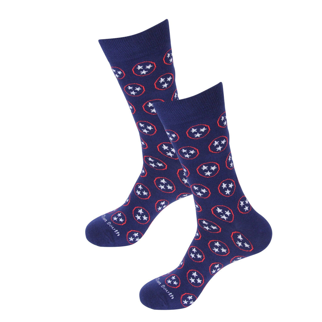 Navy Red White & Blue Tennessee Tri Star Socks