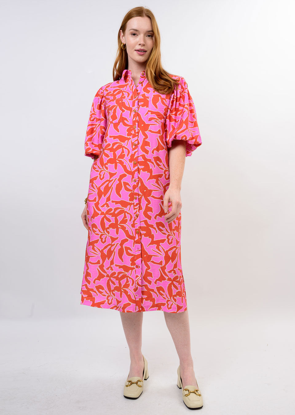 Midi Pouf Sleeve Dress |  Ivy Jane