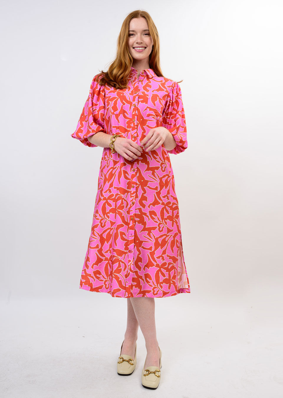 Midi Pouf Sleeve Dress |  Ivy Jane