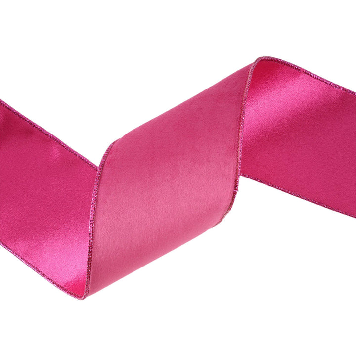 Hot Pink Reversible Classic Velvet Wired Ribbon | 10 Yard Roll