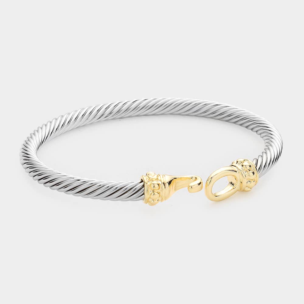 Twisted Metal Hook Bangle Bracelet
