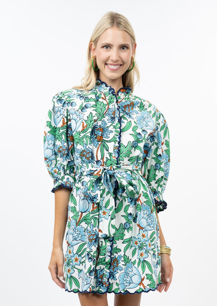 Ivy Jane Belted Blue Floral Dress