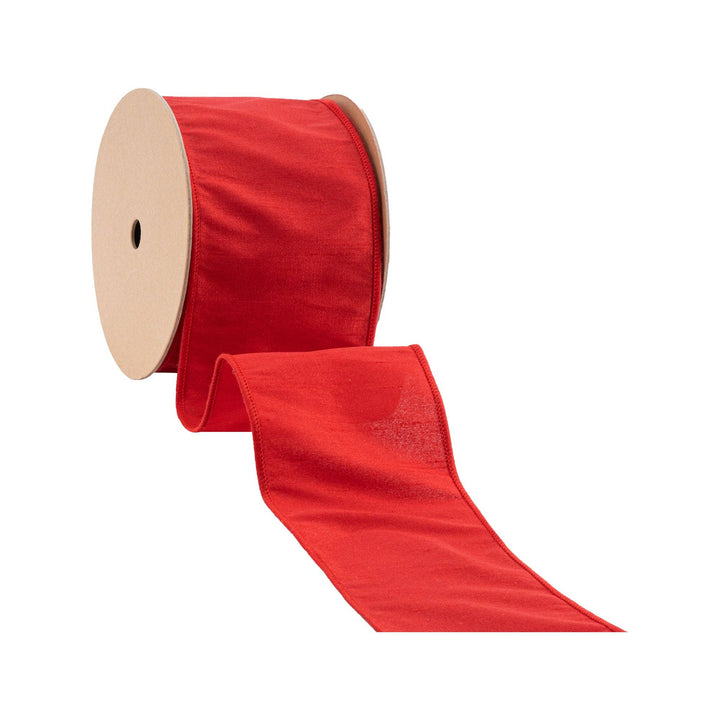 Red Wired Dupioni Ribbon | 10 Yard Roll