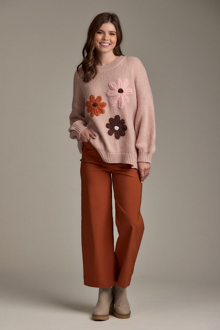 Fall Floral Stitched Sweater