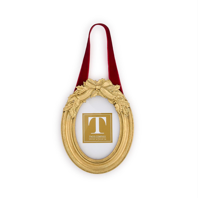 Holly Leaves Photo Frame Ornament