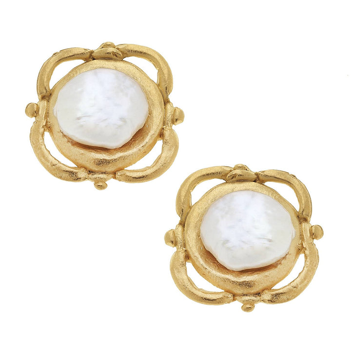 Gold and Pearl Clip Earrings