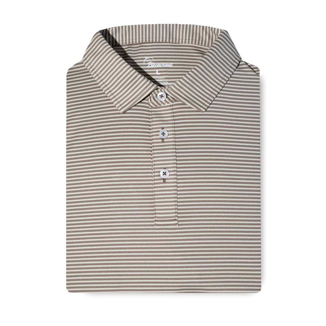 Graduate Stripe Performance Polo | Tan & Brown