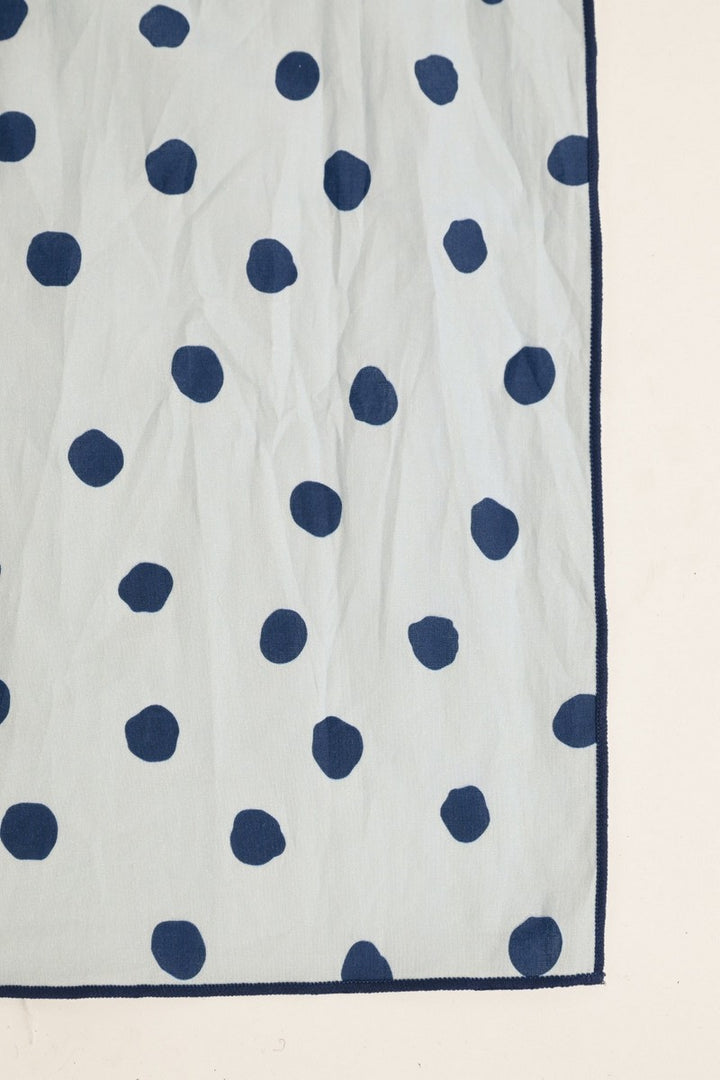 Blue Silk Polka Dot Scarf