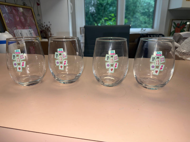 Let’s MAHJ! Stemless Wine Glasses