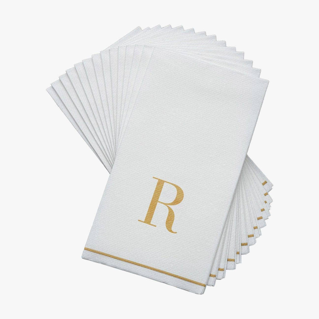 R Gold Monogram Guest Napkins