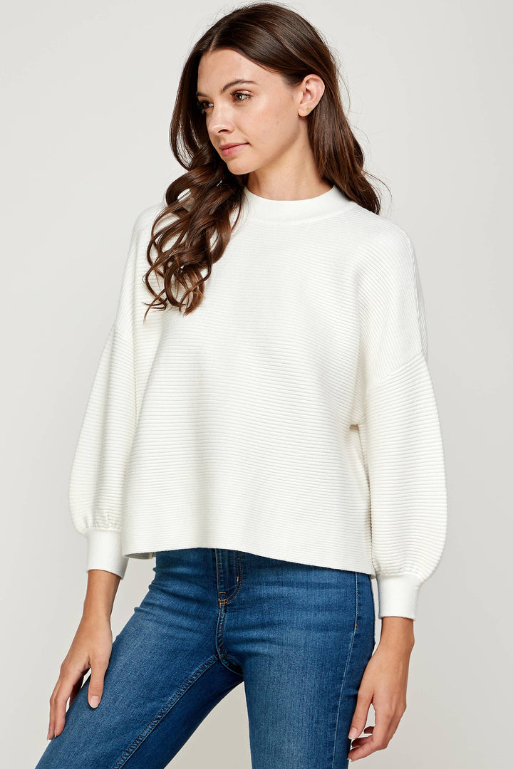 Balloon Sleeve Ivory Sweater