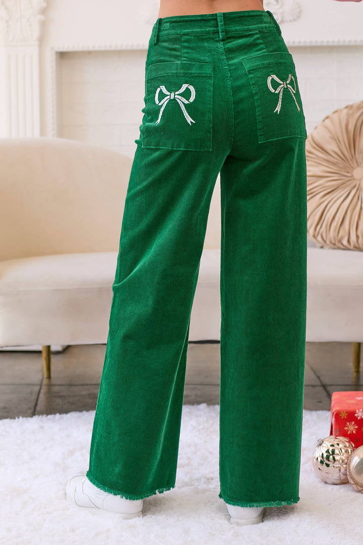 Bow Corduroy Stretch Pants