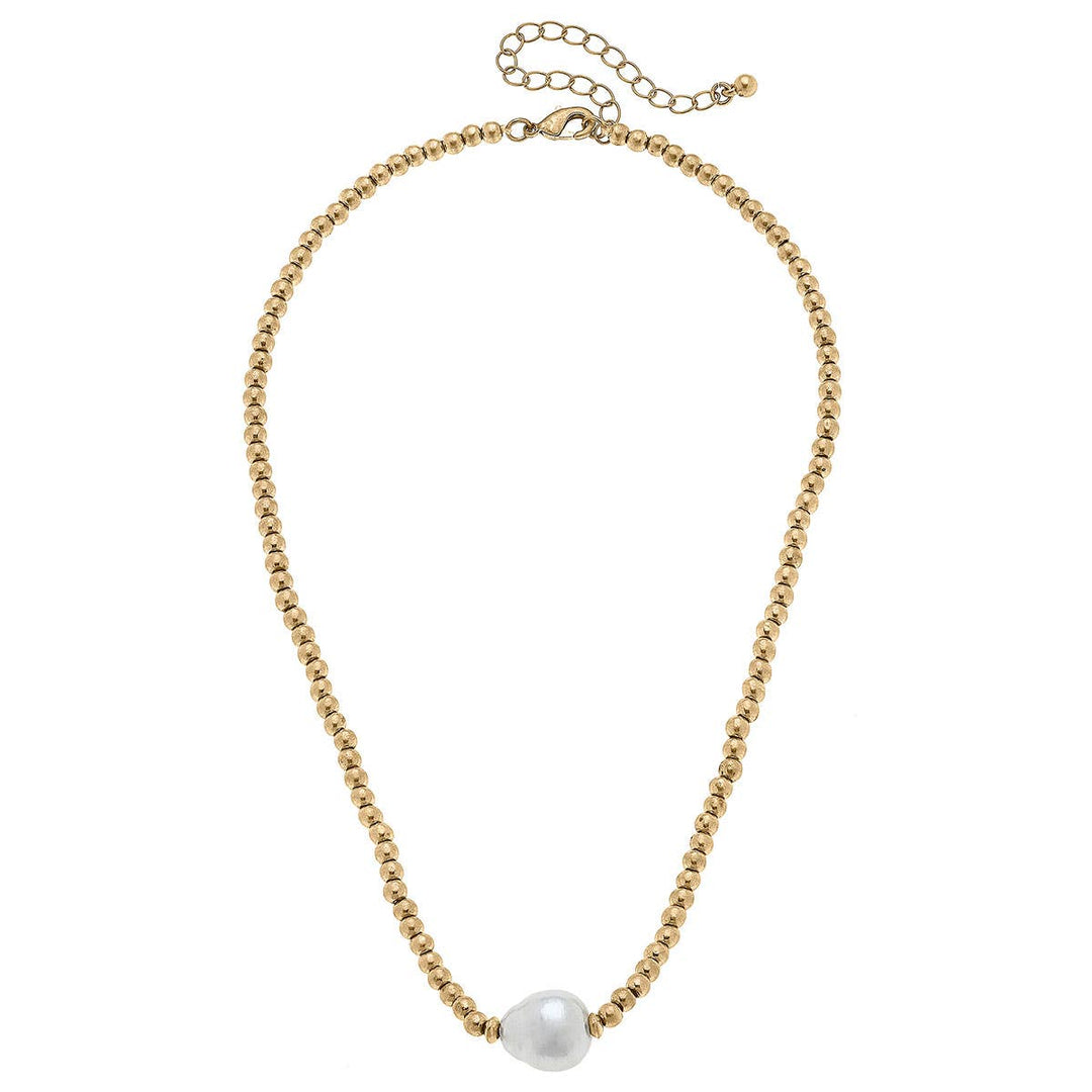 Pearl Necklace in Worn Gold  & Ivory