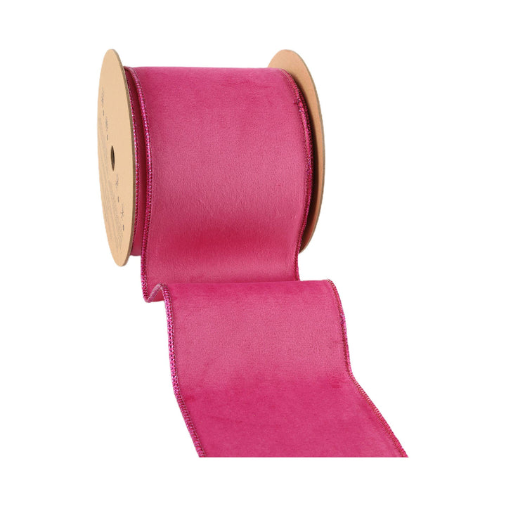 Hot Pink Reversible Classic Velvet Wired Ribbon | 10 Yard Roll