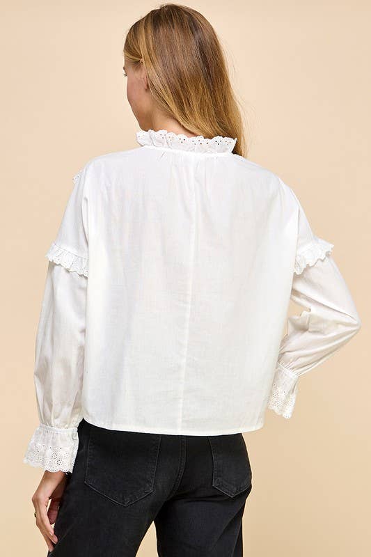 Eyelet Lace Button Up Blouse