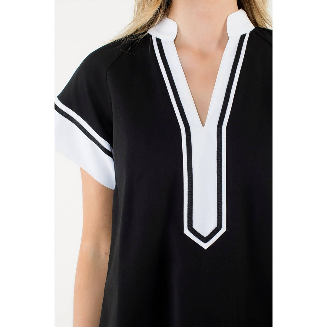 Orange Trim Short Sleeve Top