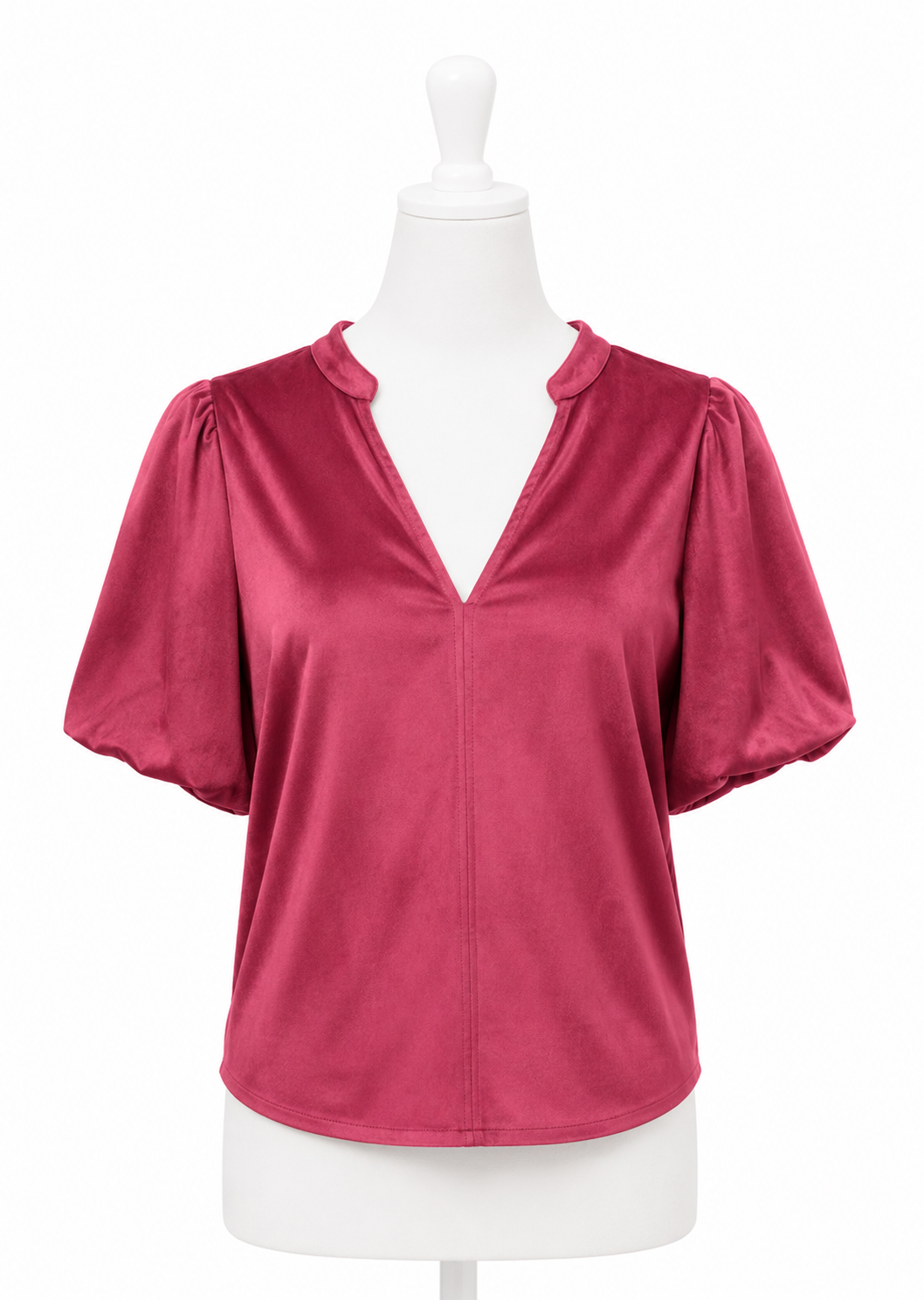Suede Wine Puff Sleeve Top | Ivy Jane