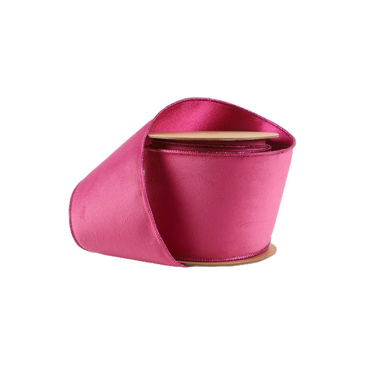 Hot Pink Reversible Classic Velvet Wired Ribbon | 10 Yard Roll