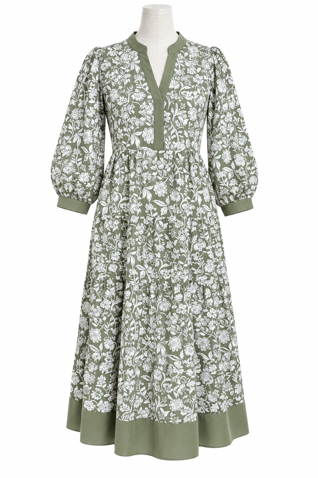 Olive Painted Trillium Dress