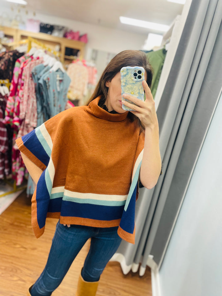 Colorblock Poncho