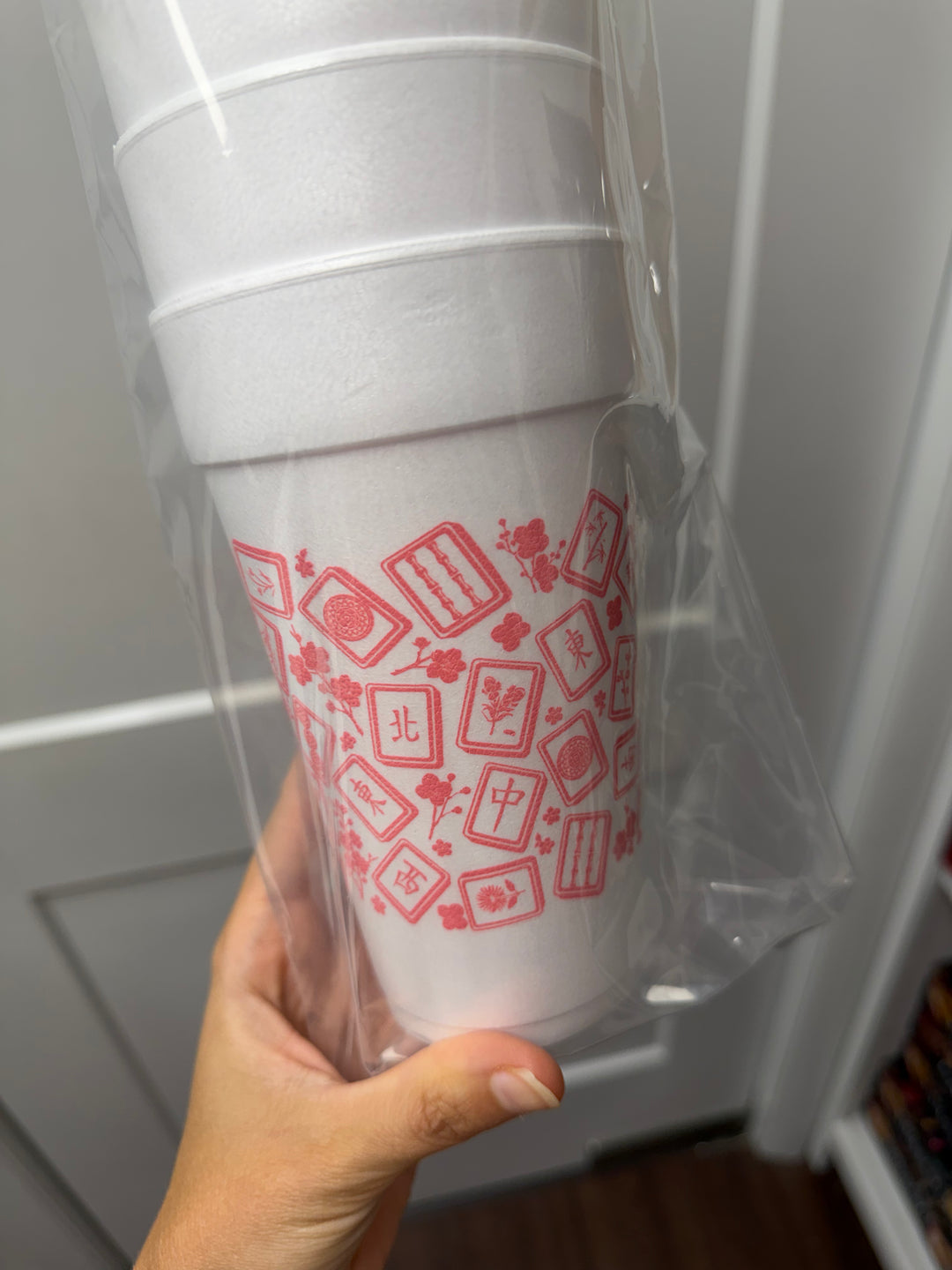 Mahjong and Flowers Styrofoam Cups