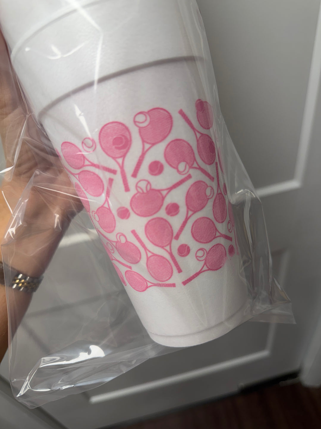Pink Tennis Styrofoam Cups