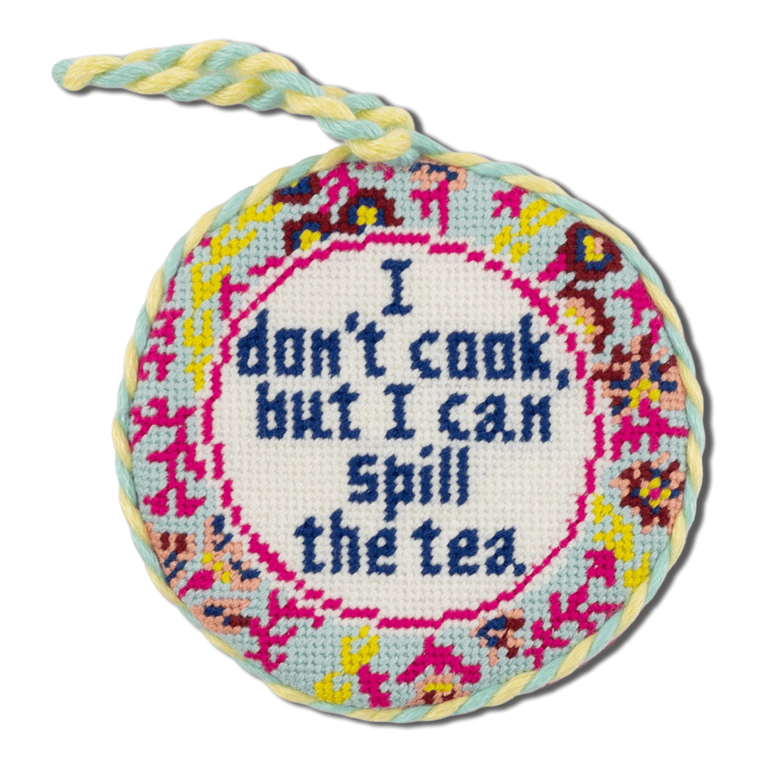 Spill the Tea Needlepoint Ornament