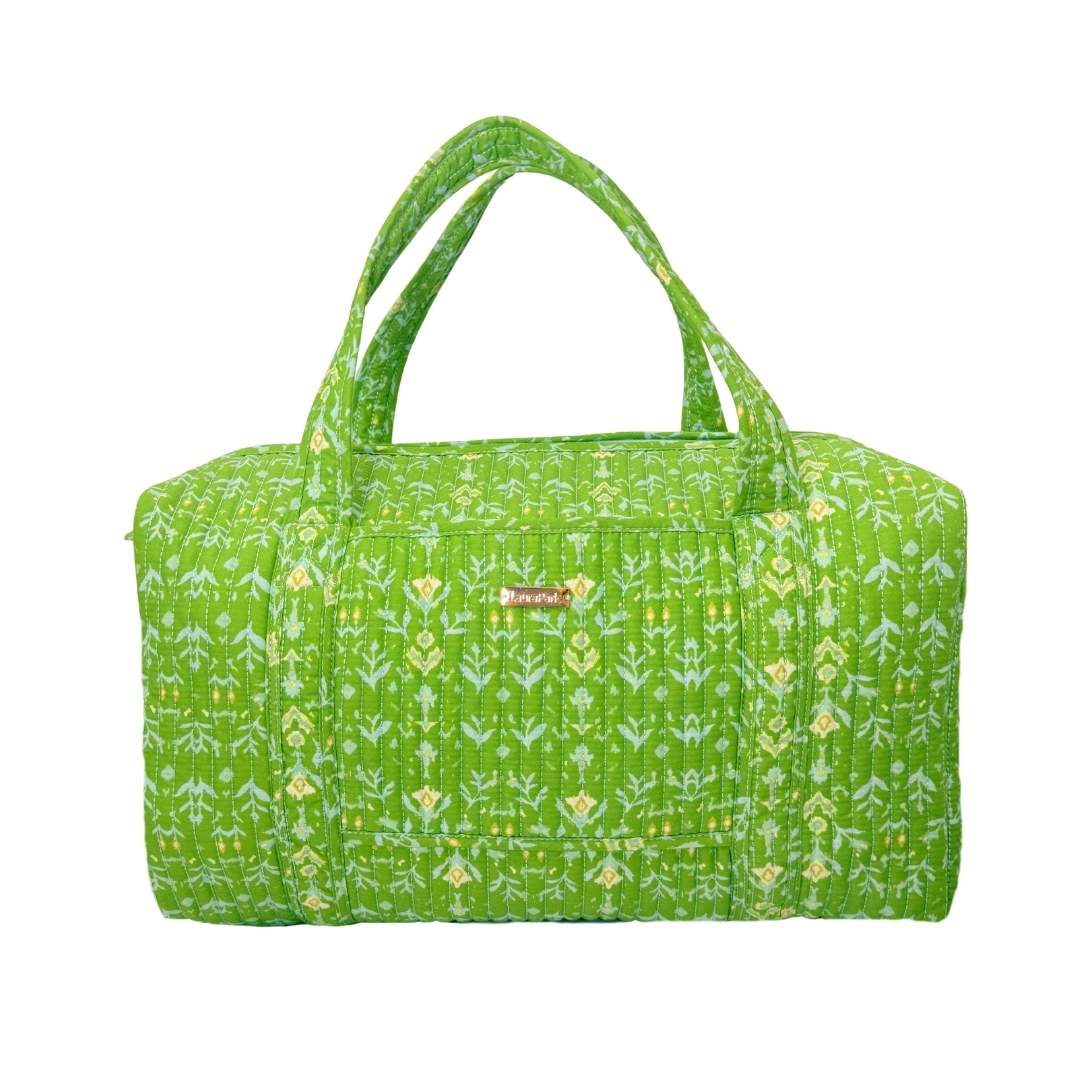 Petal Garden Green Signature Quilted Duffle Bag