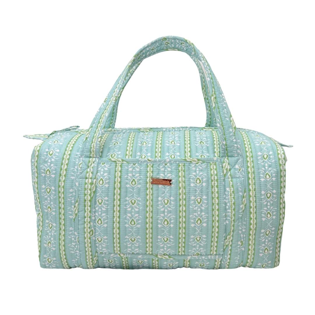 Rosemary Stripe Blue Signature Quilted Duffle Bag