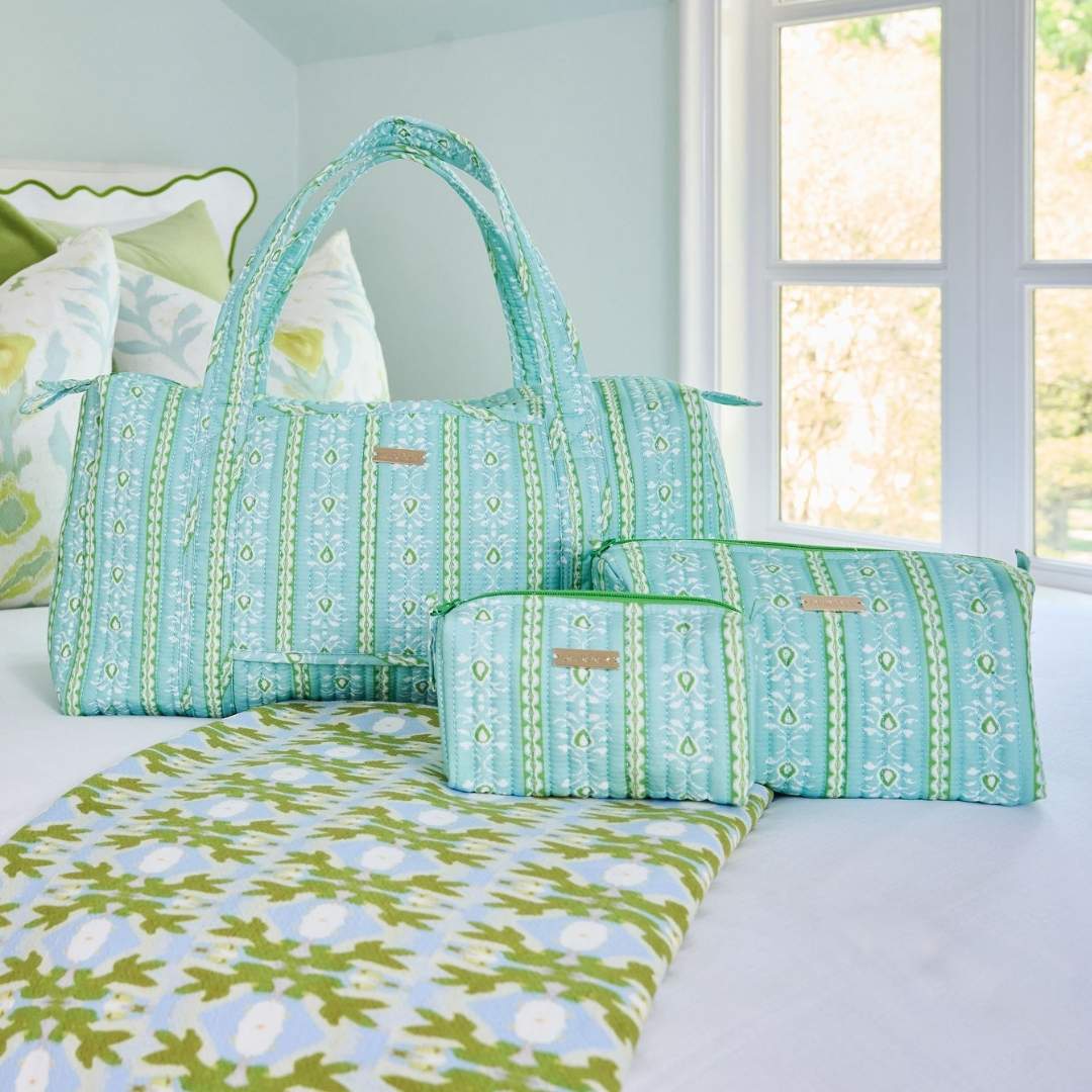Rosemary Stripe Blue Signature Quilted Duffle Bag