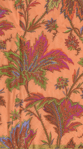 Coral Paisley Leaves Napkin