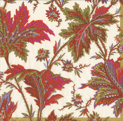 Ivory Paisley Leaves Napkin