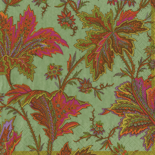 Sage Paisley Leaves Napkin