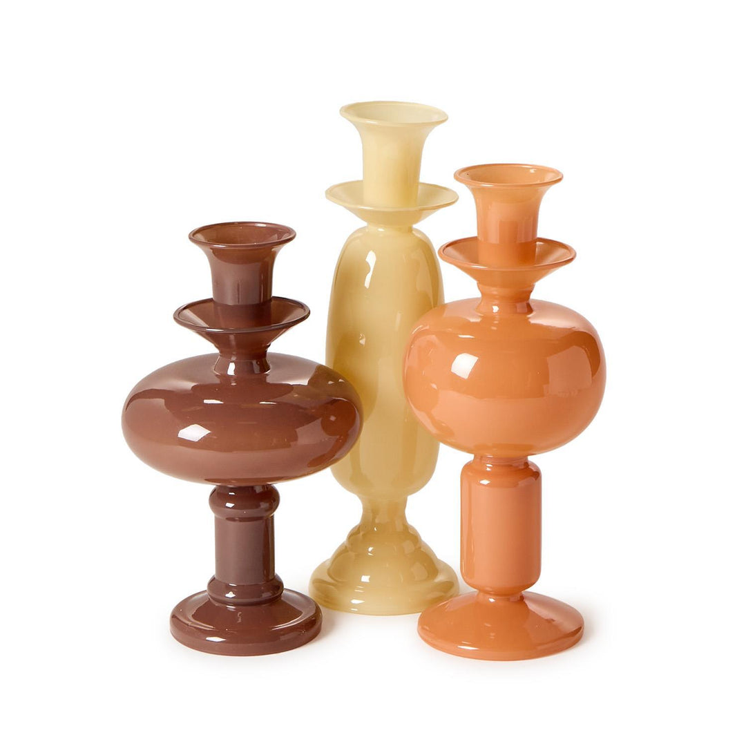 Glass Earthtone Candle Holders