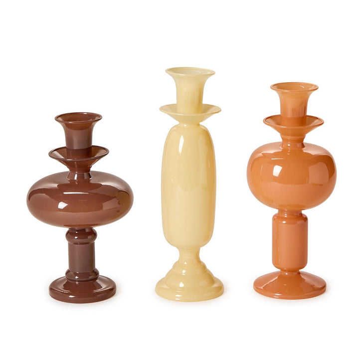 Glass Earthtone Candle Holders