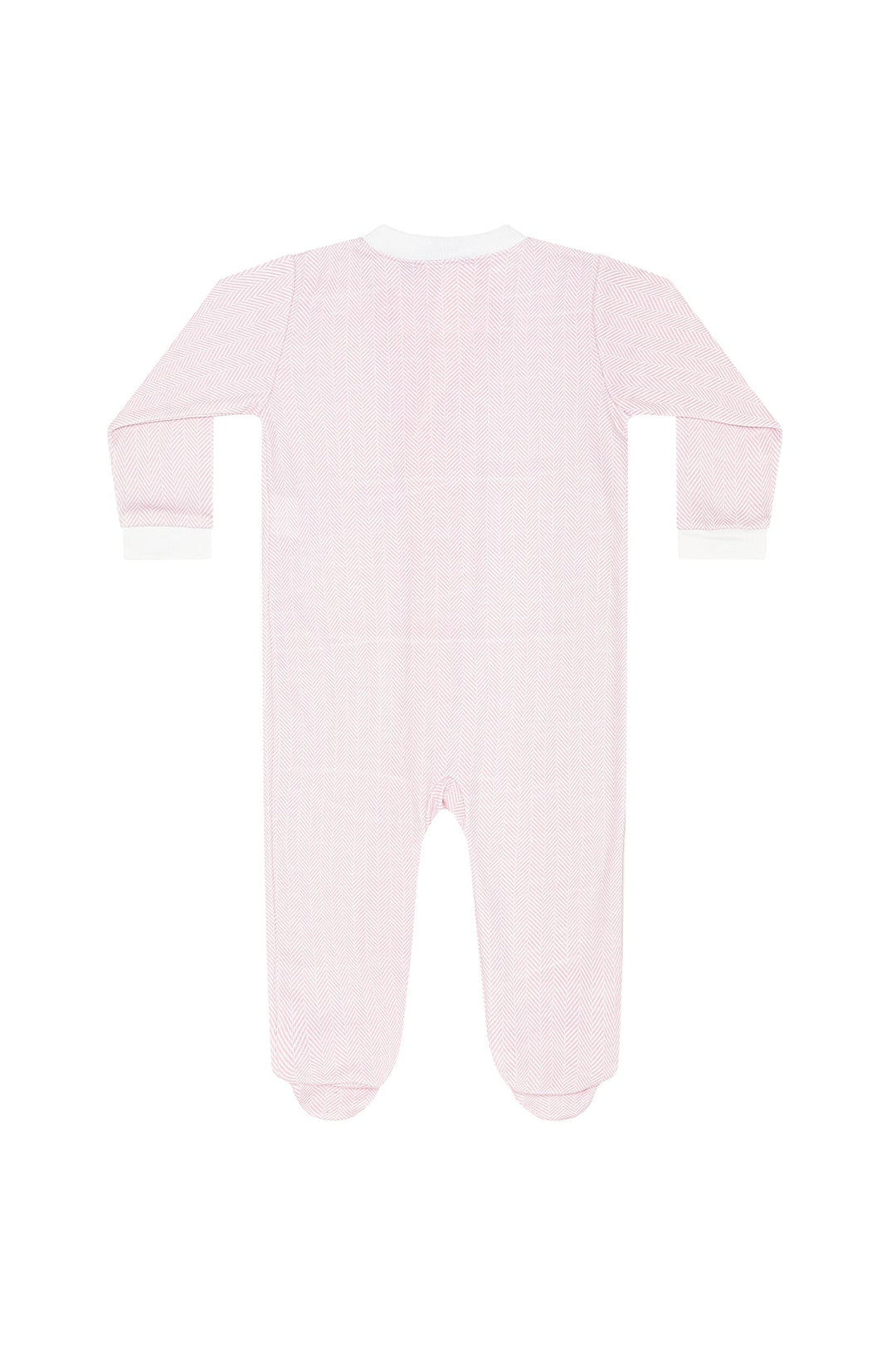 Pink Herringbone Zipper Footie