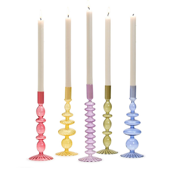 Colorful Glass Blown Candlestick Holder