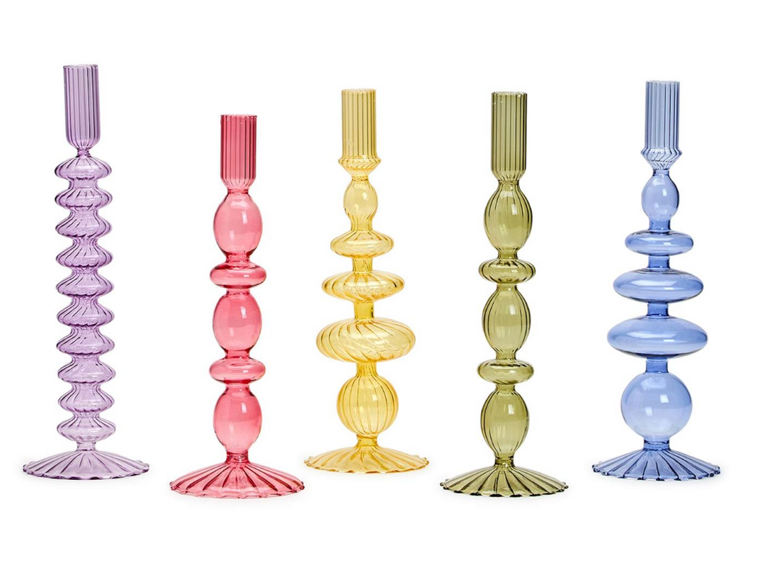 Colorful Glass Blown Candlestick Holder