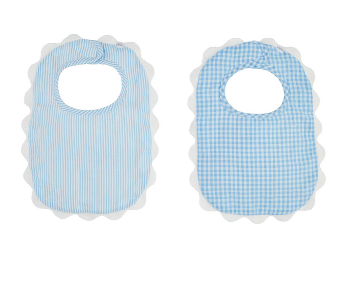 Seersucker Scallop Bibs