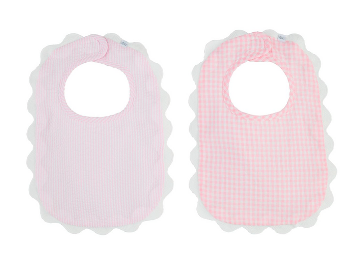 Seersucker Scallop Bibs